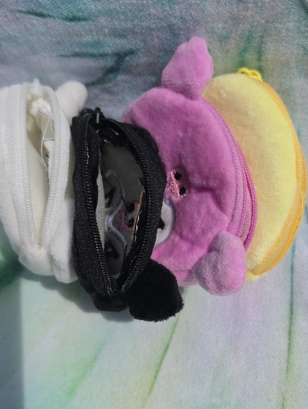 Sanrio Friends Plush Character Coin Pouches - White, Black, Pink, Yellow